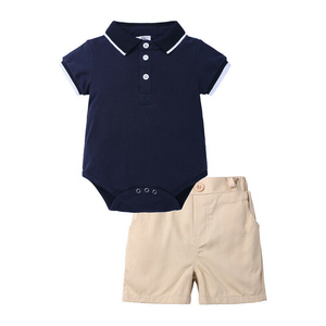 Premium Baby Boys Polo Onesie and Shorts Set 