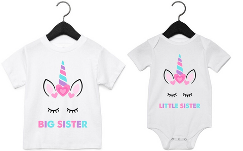 Baby and Toddler Matching Unicorn T-Shirt and Bodysuit  