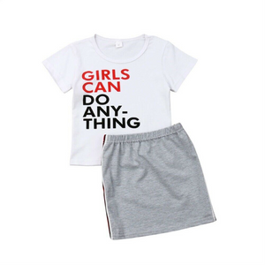 Girls Two Piece Skirt and T-Shirt Set