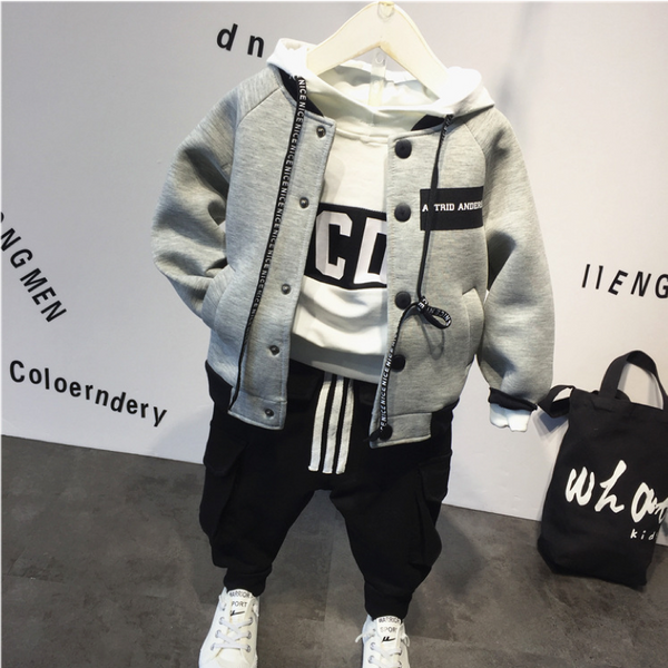 Three Piece 100% Cotton Sweatshirt Hoodie, Sweatpants and Jacket