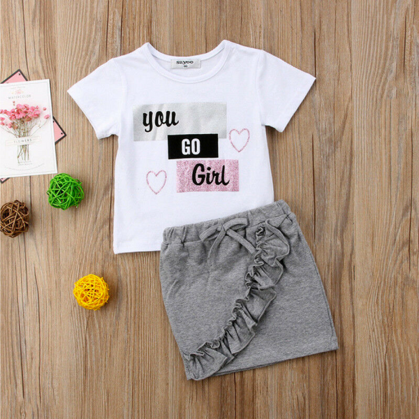 Girls Infant Two Piece Skirt and T-Shirt Outfit 