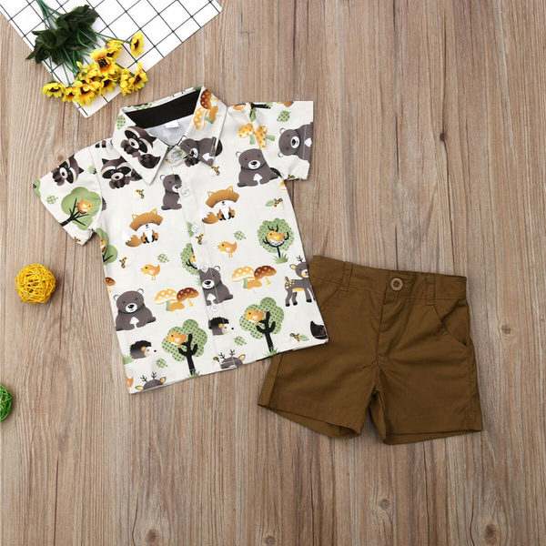 Baby Boys Two Piece Shortsleeve Shirt and Shorts Set